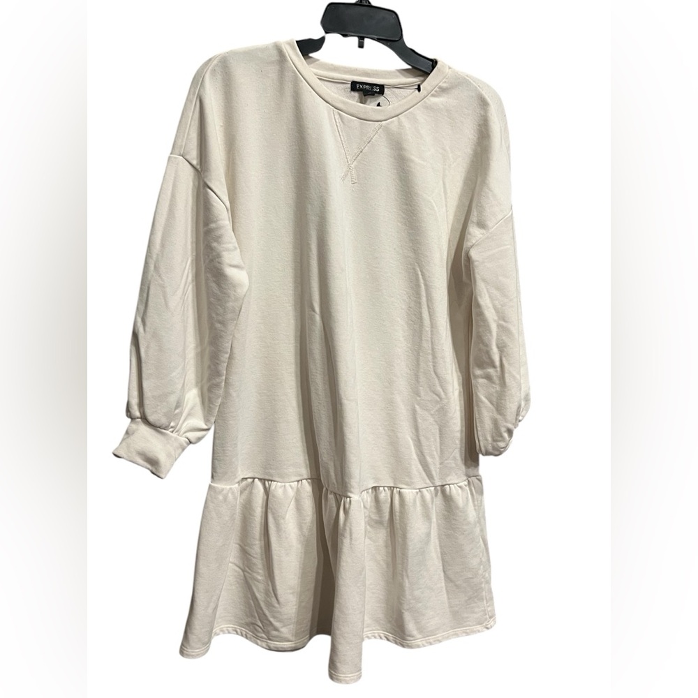 White Sweatshirt ruffle dress